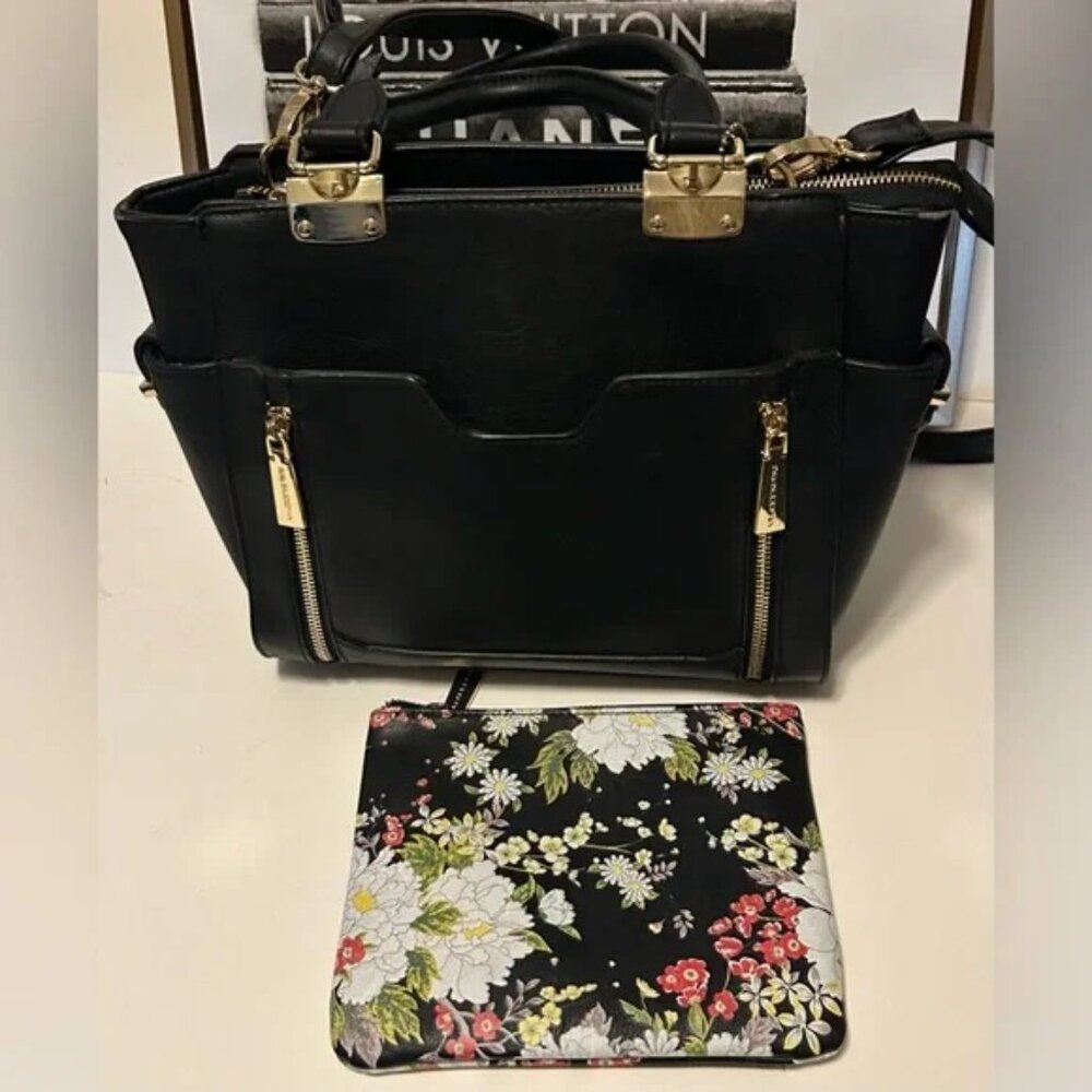 Big Buddha black tote shoulder bag with flower wallet/pouch - Picture 2 of 9